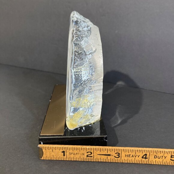 Vintage NYBRO Art Glass Crystal EAGLE Paperweight On Marble With Brass Plaque - Picture 6 of 6